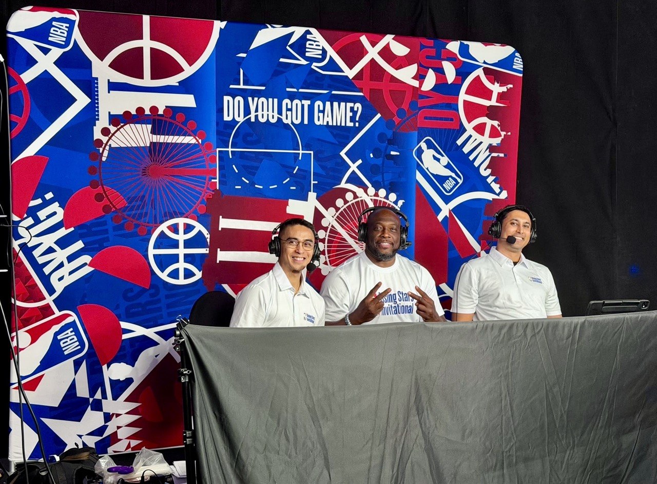 On the broadcast desk — NBA Rising Stars Invitational, Singapore 2026