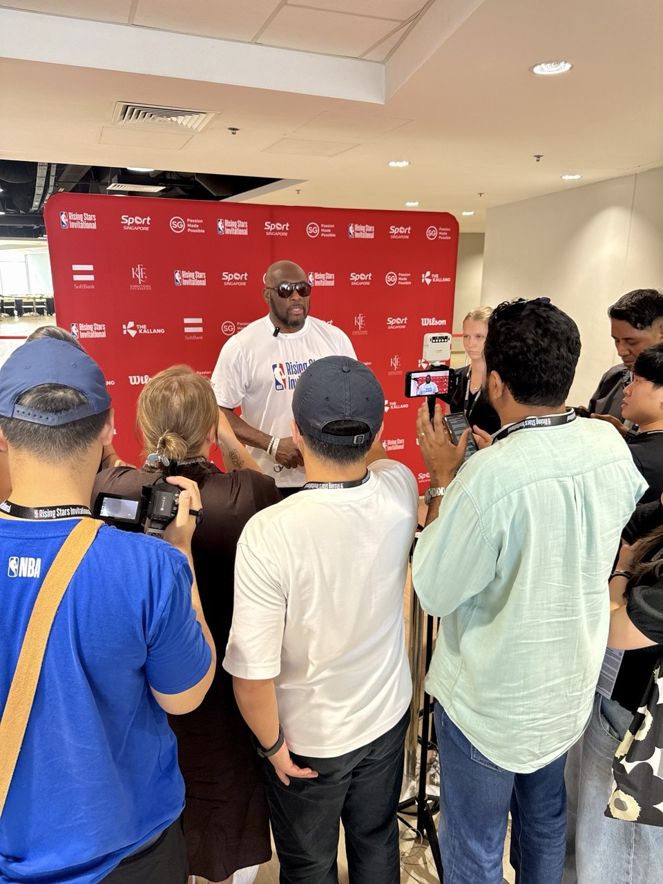 Mitch Richmond at the NBA Rising Stars Invitational press wall, Singapore 2026